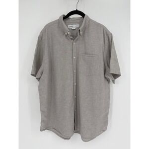 Old Navy Mens XL Relaxed Fit Linen Cotton Short Sleeve Button Down Shirt Gray